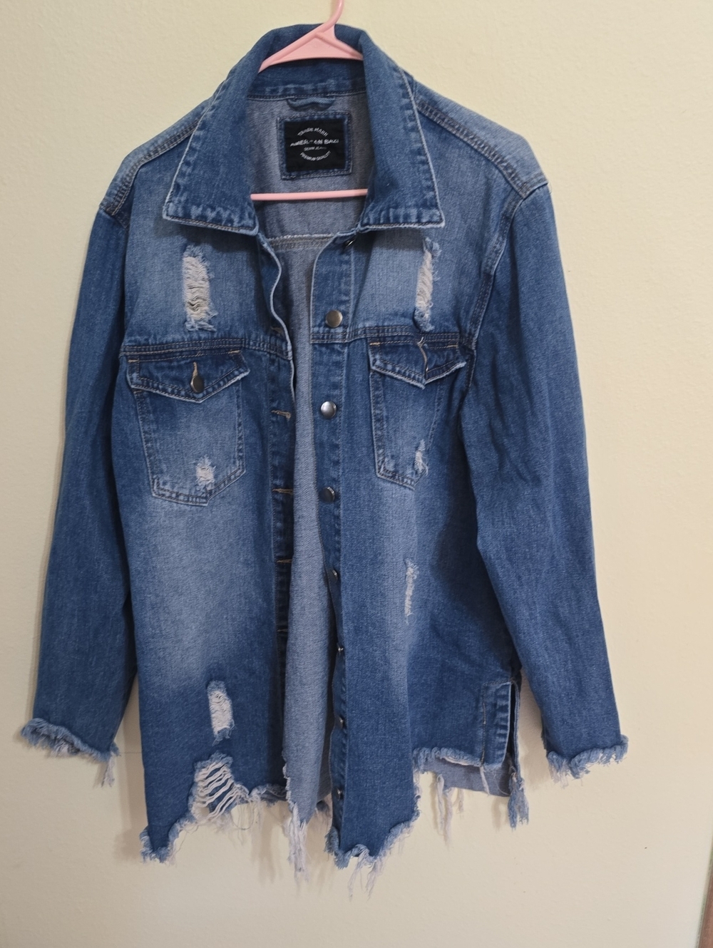 American Bazi Distressed Blue Denim Jacket